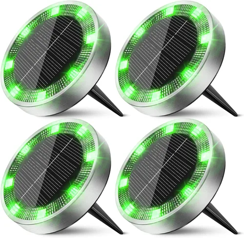 Vista 20 de Peasur Luces solares de suelo para exteriores, paquete de 8 luces planas de disco con energía solar, IP68 impermeable, antioxidante, iluminación