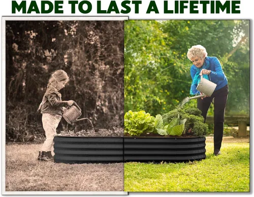 Vista 3 de Plant & Plot Camas de jardín elevadas galvanizadas al aire libre/ Jardinera elevada de 4 x 2 × 1 pie para jardinería, verduras, flores, caja