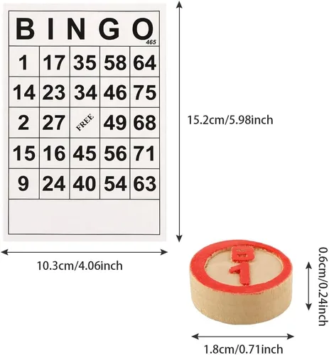 Vista 2 de Juego de mesa de bingo, tarjetas de bingo clásicas, juego de bingo de madera vintage, con 40 tarjetas de números de bingo y 75 ajedrez