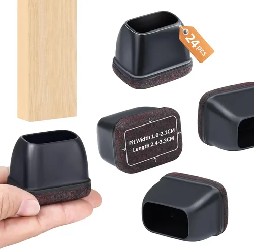 Vista 44 de Ezprotekt 16 piezas de protectores de patas de silla de silicona rectangulares, cubiertas de patas de muebles de fieltro rectangulares negras
