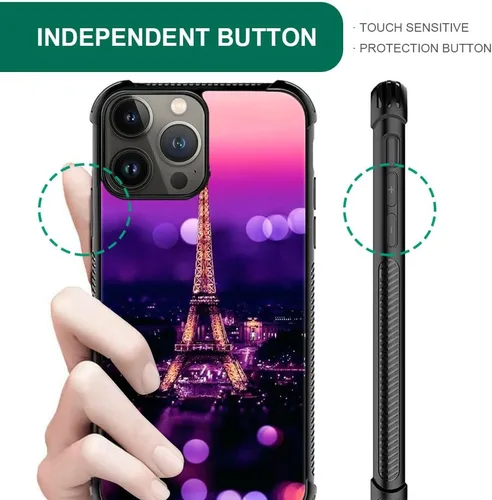 Vista 5 de ZHEGAILIAN Funda compatible con iPhone 15 Pro Max, funda protectora antideslizante de poliuretano termoplástico suave con cuatro esquinas reforzadas