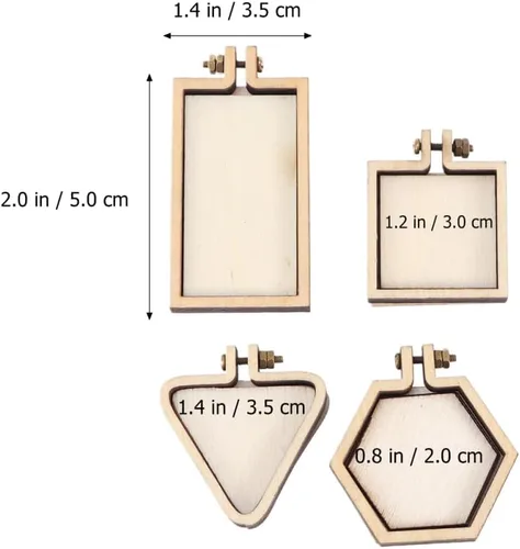 Vista 4 de FOMIYES Mini aro de bordado, mini anillo de madera redondo de punto de cruz, mini anillo de bordado para bricolaje, manualidades, collar, joyería