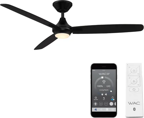 Vista 15 de WAC Smart Fans Blitzen - Ventilador de techo de 3 aspas para interiores y exteriores, 54 pulgadas, color blanco mate con control remoto, funciona