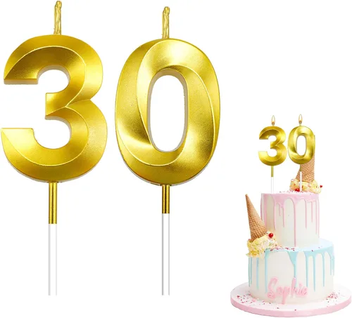 Vista 17 de Velas de cumpleaños para pasteles, velas de cumpleaños número 1 doradas, velas de números de feliz cumpleaños, velas de números para decoración