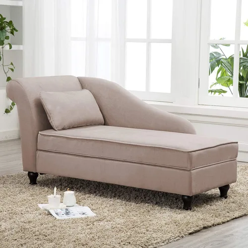 Vista 14 de Yongqiang Sofá chaise longue tapizado con almacenamiento para interior, reclinable, para sala de estar o recámara, color gris aterciopelado