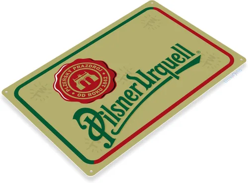 Vista 2 de Tinworld Letrero de lata: Pilsner Urquell Cerveza Letrero Rústico Retro Pub Bar Letrero Cervecería Cabaña Cueva C739