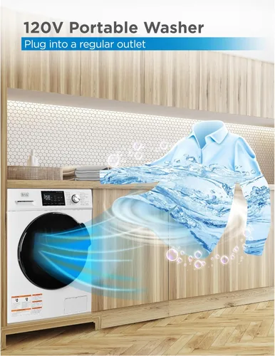 Vista 4 de BLACK+DECKER Lavadora de carga frontal, lavadora compacta de 2.7 pies cúbicos con pantalla LED y 16 ciclos