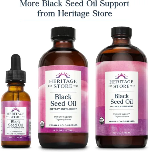 Vista 5 de HERITAGE STORE Cápsulas líquidas de aceite de semilla negra de 650 mg, suplemento de aceite Nigella sativa con timoquinona, Omega 3 6 9