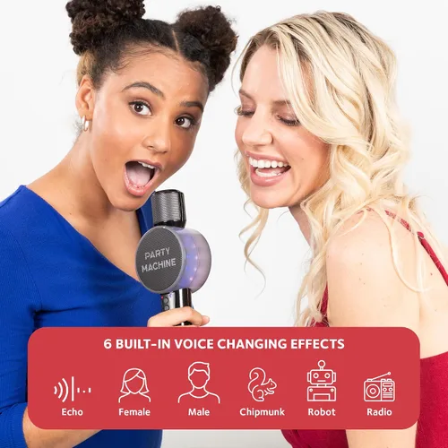 Vista 9 de Singing Machine Micrófono de karaoke inalámbrico para niños y adultos, micrófono de máquina de fiesta (negro) - Micrófono Bluetooth portátil de mano