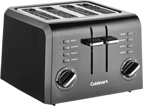 Vista 5 de Cuisinart Cafetera, 12 tazas programable de goteo con jarra, acero inoxidable, DCC-3400P1 y CPT-142BK tostadora compacta de plástico de 4 rebanadas