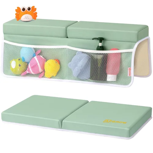 Vista 11 de Bath Kneeler and Elbow Rest Pad Set - Comfortable 1.5” Thick Baby Bath Kneeler Pads with Toys Organizer, Non-Slip Knee Arm Support Bathtub Mat