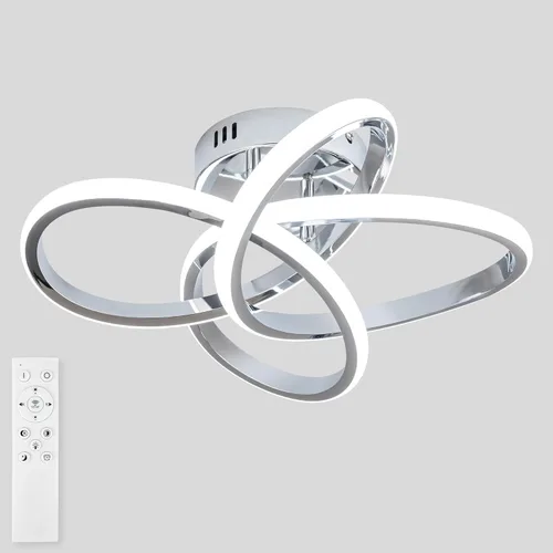 Vista 12 de Lámpara de techo moderna, lámpara de techo regulable LED de 36 W con control remoto, cambio de temperatura de color, pequeña lámpara de araña dorada