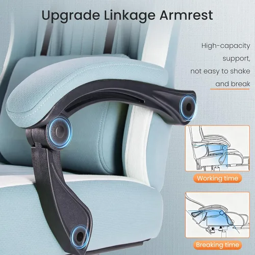 Vista 3 de DUMOS Silla de juegos con reposabrazos de conexión, sillas de videojuegos con cojín de resorte de bolsillo, silla ergonómica para computadora