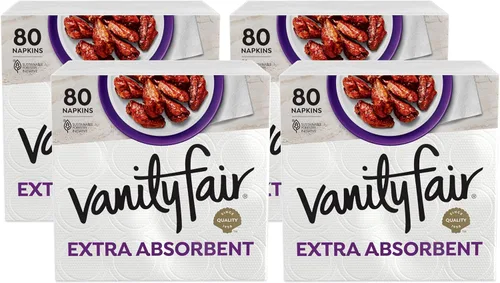 Vista 9 de Vanity Fair Servilletas de papel extra absorbentes, 80 unidades, servilletas desechables hechas suaves y fuertes para comidas desordenadas y uso