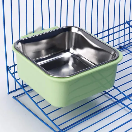 Vista 3 de Jaula para perros, cuenco extraíble de acero inoxidable para colgar alimentos y agua, cuencos para mascotas con soporte para pernos para perro