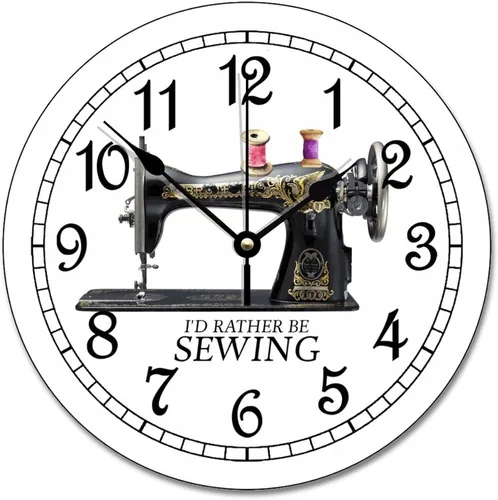 Vista 11 de ArogGeld Reloj de pared para máquina de coser, reloj de pared de madera, funciona con pilas, 15 pulgadas, silencioso, sin tictac, moderno