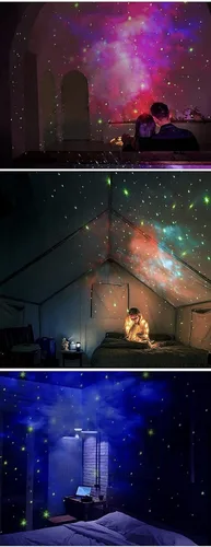 Vista 3 de Proyector de cielo estrellado de astronauta, luz nocturna con control remoto, alimentado por USB, nebulosa, estrella, lámpara de mesa para regalos