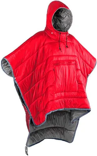 Vista 10 de Gaorui Poncho Abrigo Exterior Camping Calor Pequeña Manta de Edredón Resistente al Agua Saco de Dormir Capa Manto, Azul, 79 x 55 pulg.