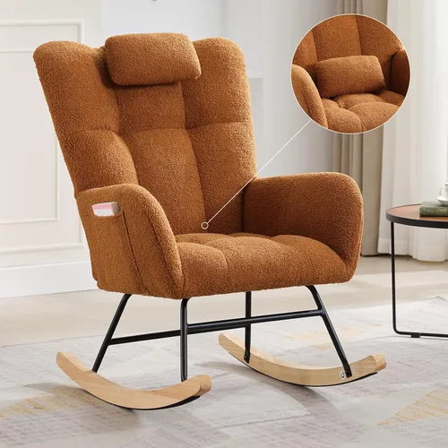 Vista 10 de GarveeHome Mecedora de peluche para bebé, tapizado para bebé, para adultos, espacios pequeños en interiores, sillas de lactancia para sala de estar