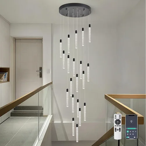 Vista 27 de Lámpara colgante de 3 luces LED para cocina, lámpara colgante de cilindro de burbujas de níquel cepillado con longitud ajustable para cocina, isla