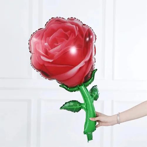 Vista 3 de Dzrige 3 globos de papel de aluminio de rosas rojas, ramo de rosas rojas, globos de Mylar para regalo del día de San Valentín, aniversario