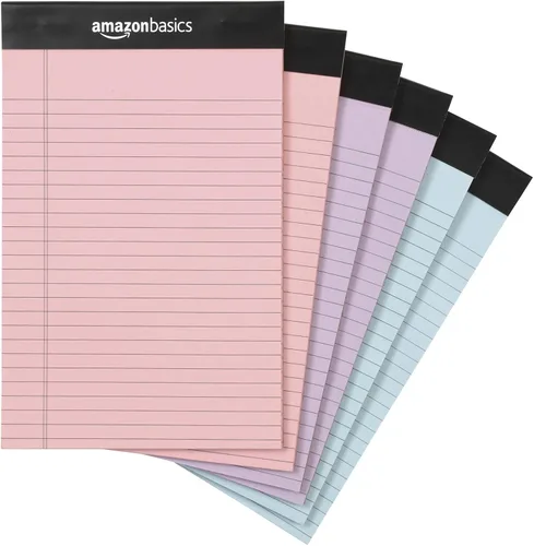 Vista 12 de Amazon Basics Bloc de notas de escritura con rayas anchas de 50 hojas, 8.5 x 11.75 pulgadas, paquete de 12, 600 hojas perforadas, canario