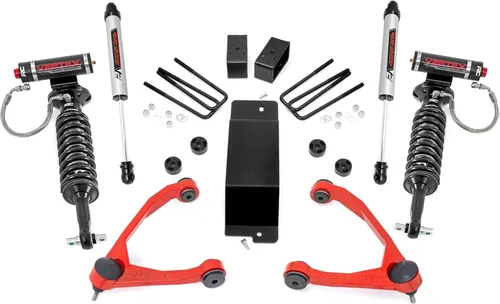 Vista 15 de Rough Country Kit de elevación de 3.5 pulgadas con muelles M1/amortiguadores traseros M1 para Chevy Silverado y GMC Sierra 1500 (2007-2013) - Brazos