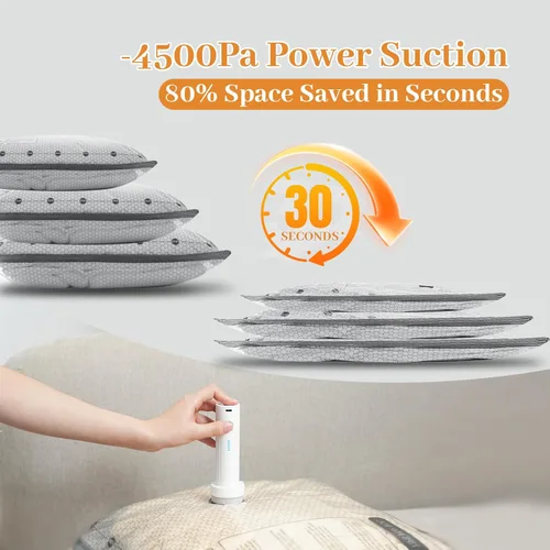 Vista 2 de Bolsas de sellado al vacío de viaje para ropa con bomba eléctrica portátil, paquete de 9 bolsas de almacenamiento al vacío que ahorran espacio