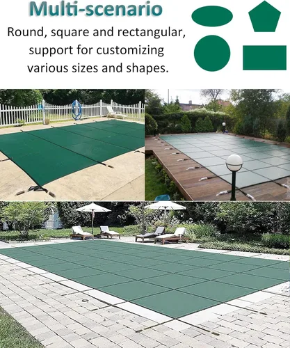 Vista 7 de Cubierta de red para hojas de piscina para inviernoresortes de seguridad para piscinas anchas de 1 3 5 7 9 11 M, cubierta para piscina verde Piscina