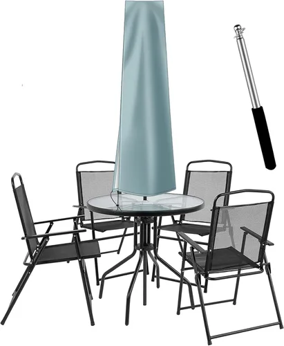 Vista 11 de Dafire Cubierta de paraguas de patio para sombrillas de 7 pies a 9 pies, cubiertas de parasol de 1.7m (Negro 420D), cubierta de paraguas impermeable