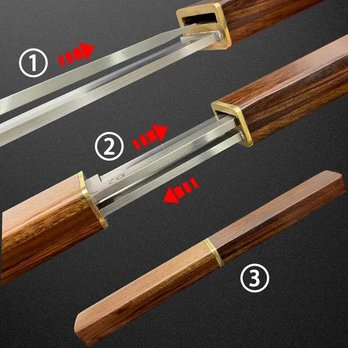 Vista 7 de 2 cuchillos japoneses Katana de hoja fija con mango de madera, cuchillo Tanto de acero D2 + cuchillos de punto de caída con funda de madera