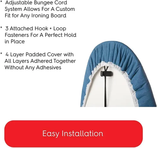 Vista 5 de TIVIT Funda para tabla de planchar de 12 x 48 pulgadas, almohadilla y fundas de agarre profesional con revestimiento de titanio de grado