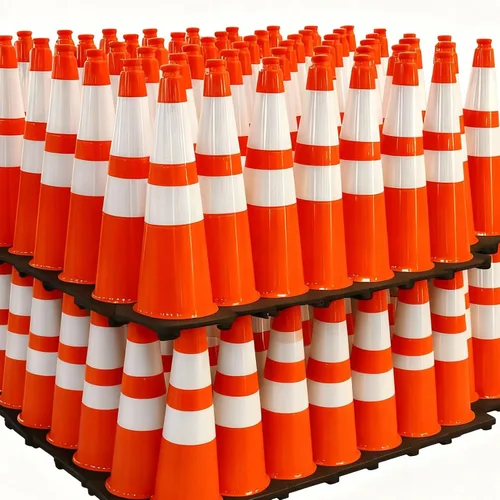 Vista 8 de BESEA (Paquete de 360 en Palet) - Conos de Tráfico de PVC Naranja de 18 Pulgadas con Base Negra, Conos de Estacionamiento Reflectantes de Alta