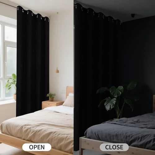 Vista 2 de CUCRAF - Juego de 2 paneles de cortinas de ventana con oscurecimiento total del 100%, de 54 pulgadas de largo, con aspecto de lino falso, cortinas