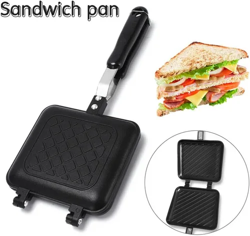 Vista 6 de Estink Sartén de doble cara, sartén de aleación de aluminio, sartén de doble cara, sartén antiadherente de fondo plano para tostadora, desayuno