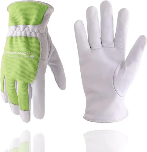 Vista 10 de HANDLANDY Work Gloves for Women, Breathable Leather Gardening Glove for Yard Maintenance, Hand Protection with Touch Screen