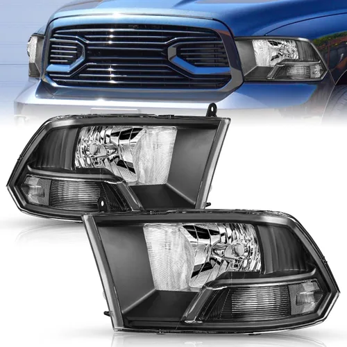 Vista 14 de TUSDAR Conjunto de faros para Dodge Ram 1500 2009-2012/2010-2012 Dodge Ram 2500 3500 Pickup, repuesto OE, carcasa negra, bombillas incluidas