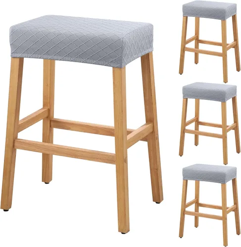 Vista 17 de YISUN Fundas de taburete rectangulares, paquete de 2 fundas elásticas impermeables para asiento de silla de montar, taburetes de bar, sillas de bar