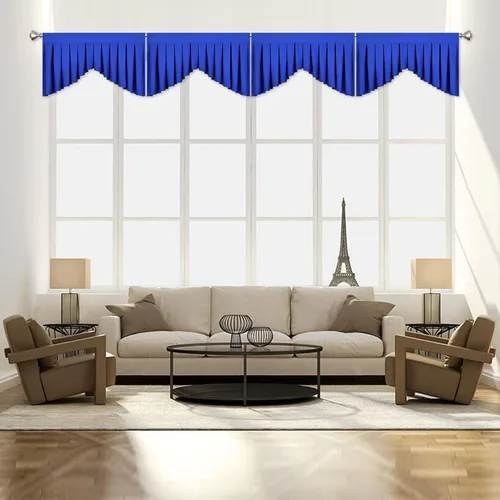 Vista 32 de Cenefas para ventanas de ventana beige para sala de estar, cenefa opaca con bolsillo para barra para cocina, paquete de 1