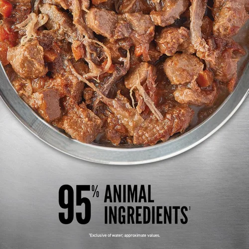 Vista 5 de ORIJEN Real Meat Shreds - Comida húmeda para perros, receta de estofado de ternera, latas de 12.8 onzas (paquete de 12)