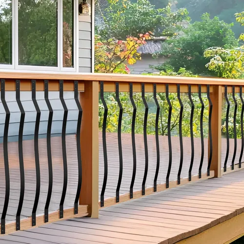 Vista 4 de Akenow Paquete de 51 balaustres curvos, barandillas de hierro resistentes de 29.5 pulgadas con tornillos, balaustres de metal de balaustre de arco