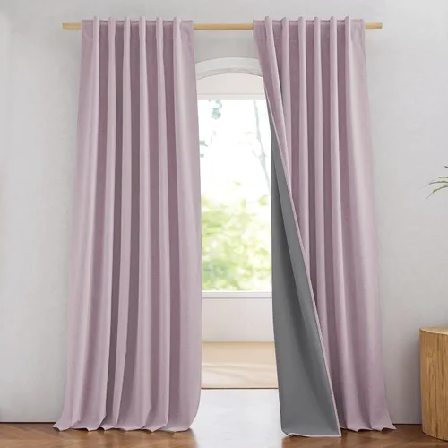 Vista 95 de NICETOWN Cortinas florales rosa de 52x84 pulgadas con borlas, cortinas de ventana con estampado botánico romántico Sweetheart, paneles oscurecedores
