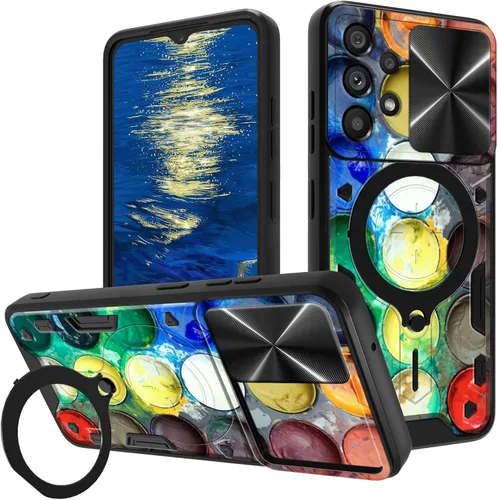 Vista 12 de for Samsung Galaxy A35 5G Phone Case 6.6" with Slide Camera Cover & 360 Degree Rotate Ring Stand Kickstand A Black Cat Dual Layer Hybrid Heavy Duty