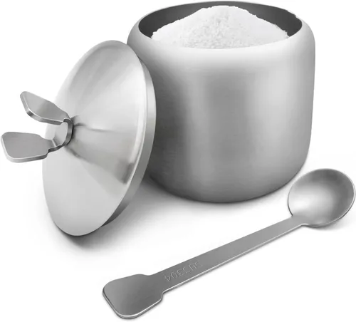 Vista 9 de Tazón de Acero Inoxidable para Azúcar, Frasco para Condimentos de Café, Recipiente para Especias, Olla para Condimentos con Tapa y Cuchara