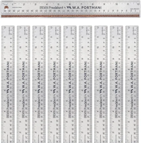 Vista 17 de Regla de metal de 12 pulgadas de Breman Precision con respaldo de corcho – Regla de borde recto de acero inoxidable, flexible, antideslizante