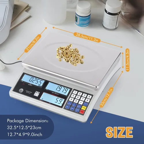 Vista 6 de Bonvoisin Báscula digital industrial para piezas y monedas (10kg/22lb, 0.00 oz) - Báscula electrónica de conteo de inventario