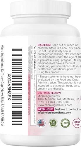 Vista 7 de Micro Ingredients Saffron+ Advanced Supplements, 60 cápsulas vegetarianas – 10 en 1 con extracto de azafrán, vitamina C soluble en grasa de alta