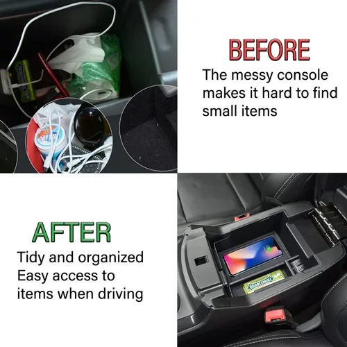 Vista 2 de Organizador de consola central compatible con accesorios Ford Explorer 2012, 2013, 2014, 2015, 2016, 2017, 2018, 2019, caja de almacenamiento