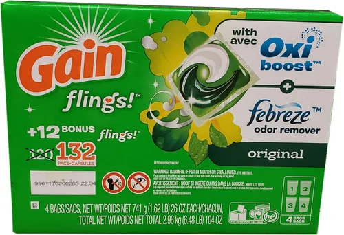 Vista 4 de Gain Flings - Cápsulas de detergente para ropa – Moonlight Breeze – 16 cápsulas por paquete – Paquete de 2 paquetes