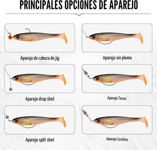 Vista 4 de TRUSCEND Shadtale Easy Catch Soft Fishing Lures, Unique Vibration and Action for Various Rigs, Paddle Tail Swimbaits Trailer for Bass, Trout